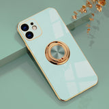 Luxury Soft Cover With Ring Holder Stand- For iPhone