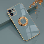 Luxury Soft Cover With Ring Holder Stand- For iPhone