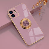 Luxury Soft Cover With Ring Holder Stand- For iPhone
